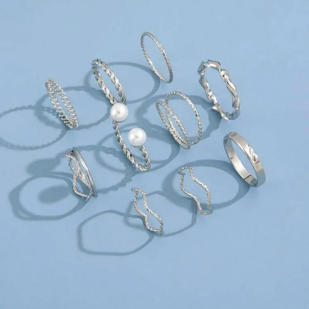 10pcs Silver Ring Set - Picture 2 of 3